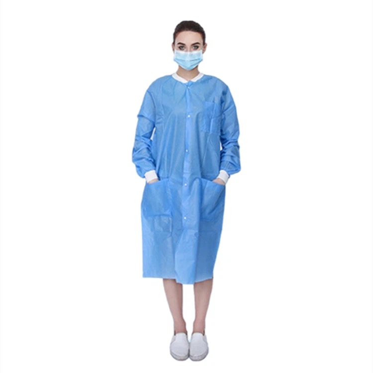 Anti{0}}statički jednokratni laboratorijski ogrtač s gumbom za kopčanje
